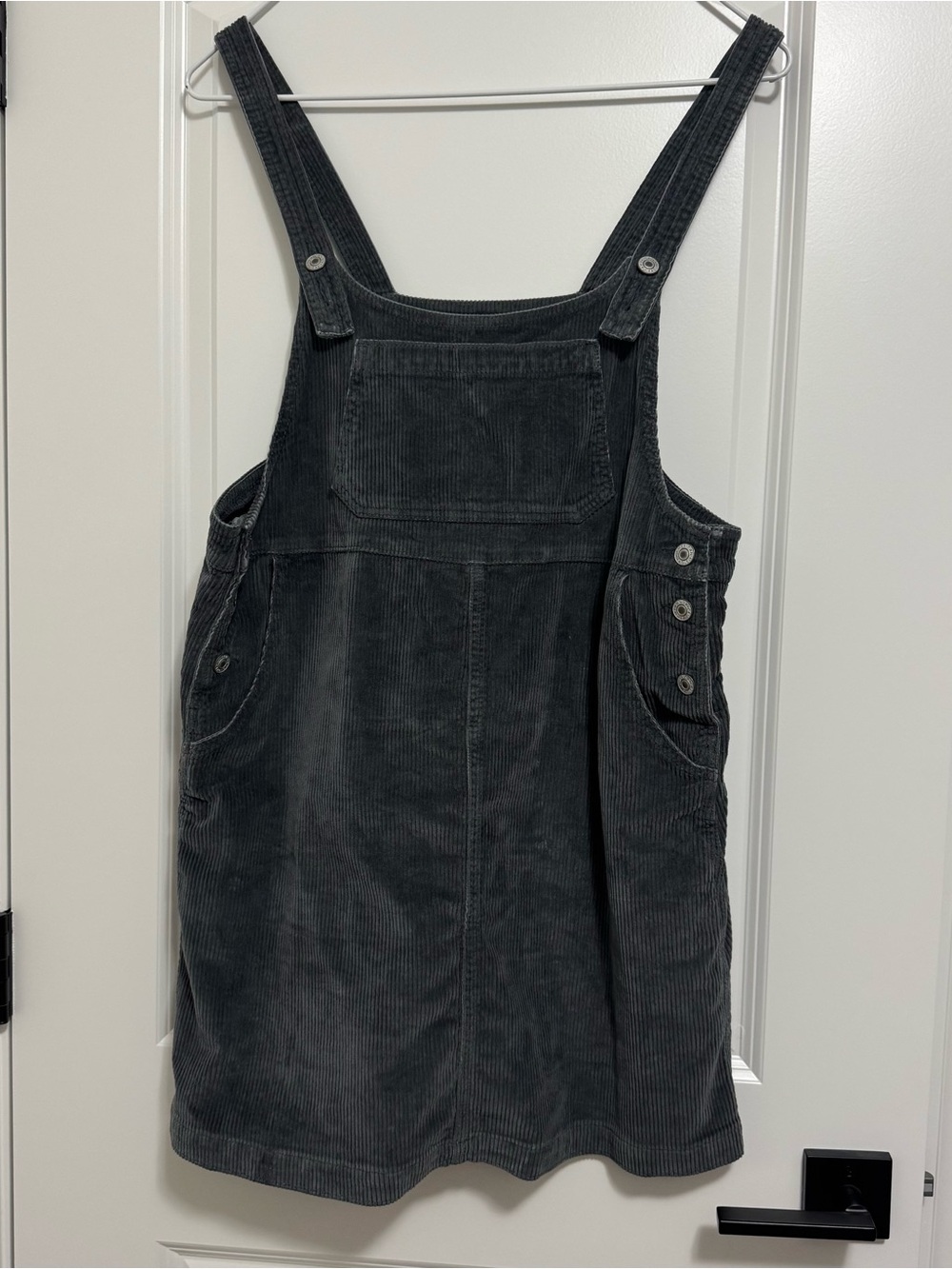 American Eagle Outfitters Women’s Charcoal Gray Corduroy Pinafore Dress
